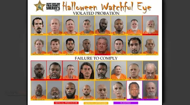 32 Sex Offenders, Predators Arrested in Polk County Halloween Sweep